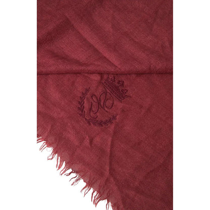 Dolce & Gabbana Maroon Cashmere Knit Wrap Shawl Fringe Scarf