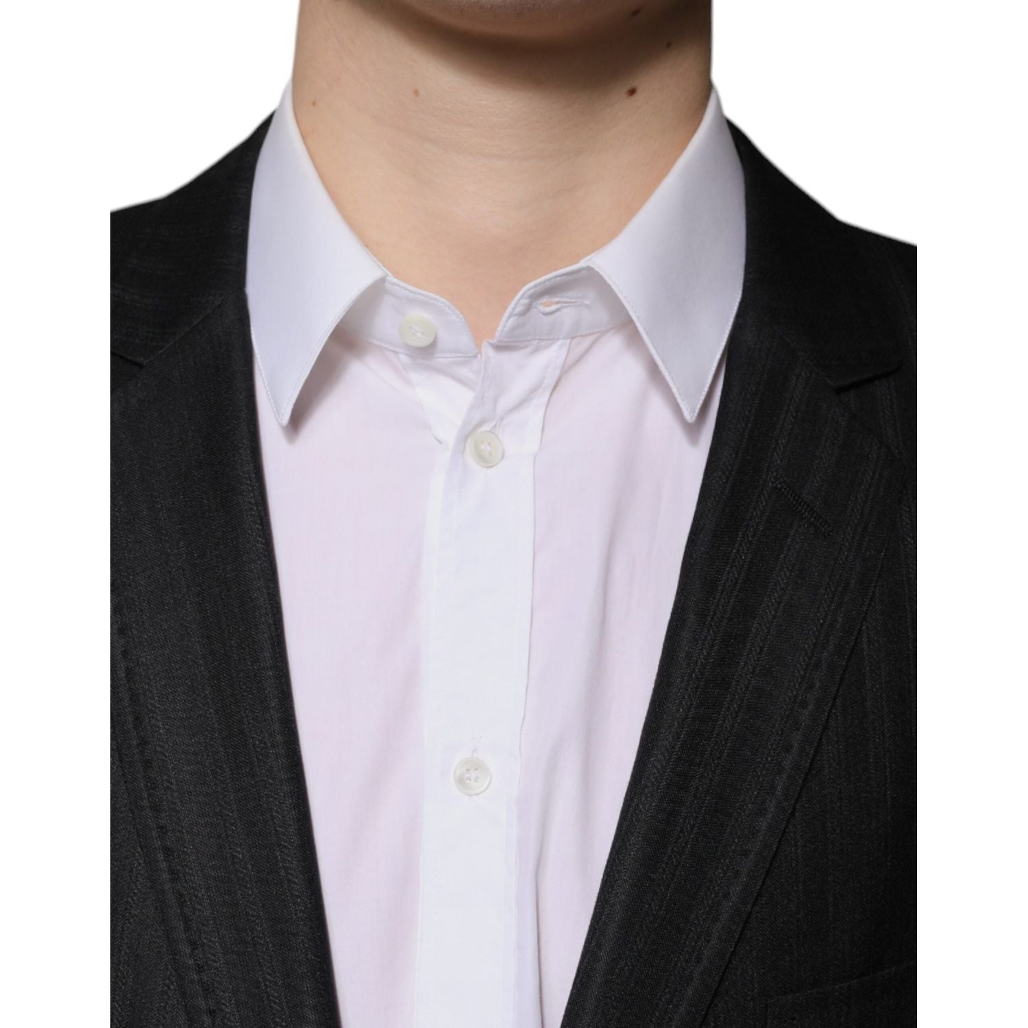 Dolce & Gabbana Black Stripe Wool Single Breasted Blazer