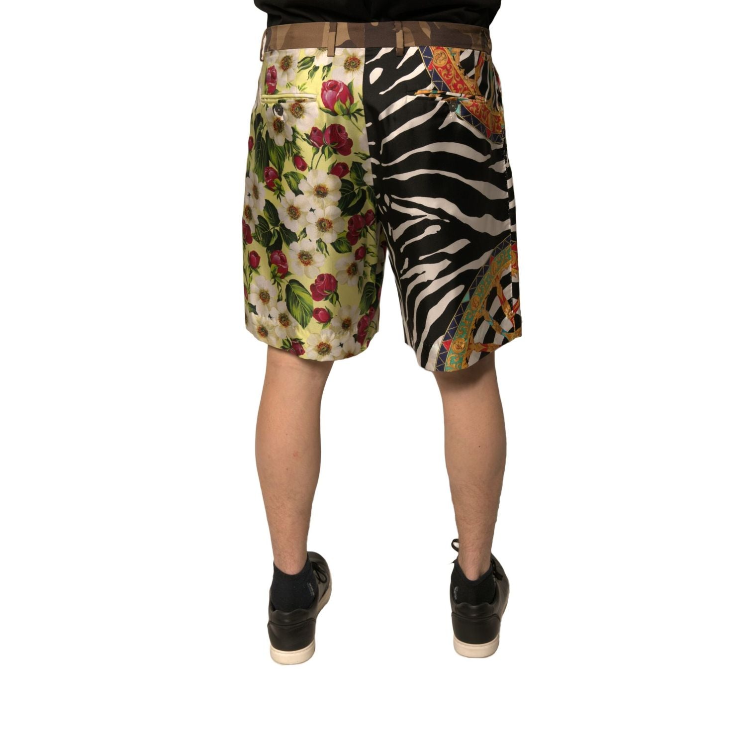 Dolce & Gabbana Multicolor Patchwork Silk Men Chino Shorts