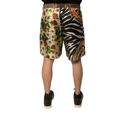 Dolce & Gabbana Multicolor Patchwork Silk Men Chino Shorts