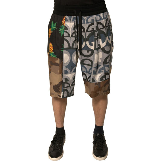 Dolce & Gabbana Multicolor Patchwork Linen Bermuda Shorts