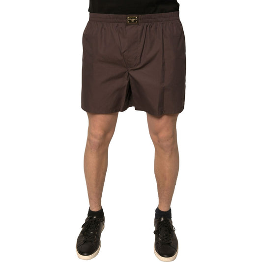 Dolce & Gabbana Brown Cotton Blend Men Mid Waist Shorts
