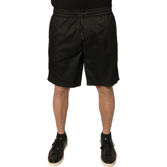 Dolce & Gabbana Black Polyester Jersey Mid Waist Shorts