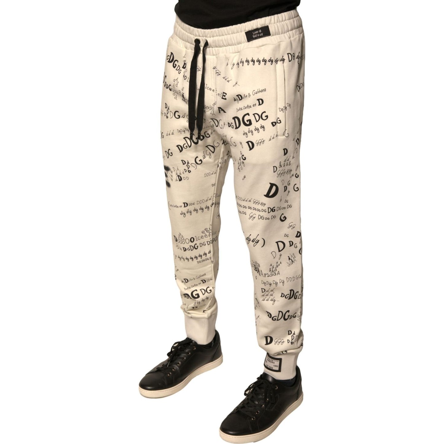 Dolce & Gabbana White Printed Cotton Jogger Sweatpants Pants PAN75668-44
