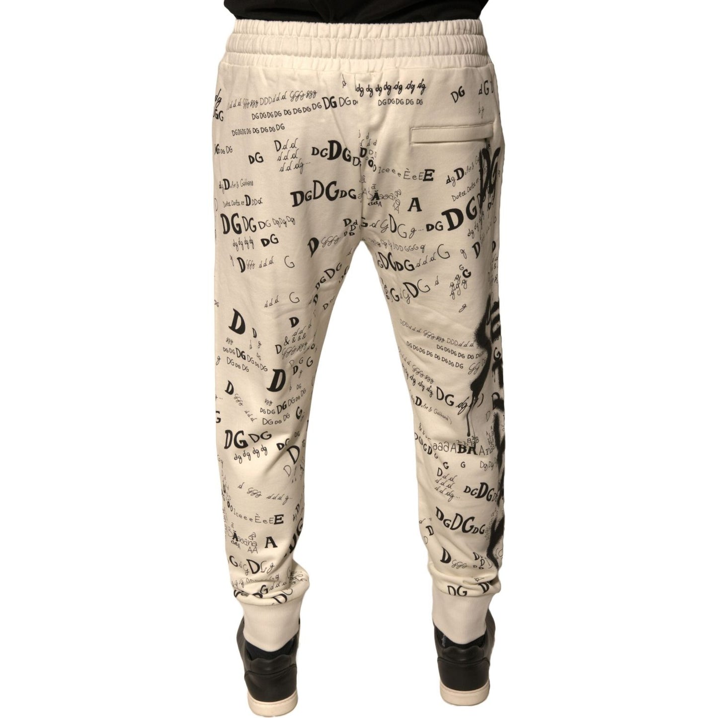 Dolce & Gabbana White Printed Cotton Jogger Sweatpants Pants PAN75668-44