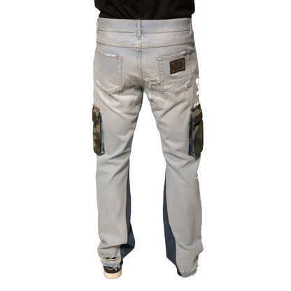 Dolce & Gabbana Light Blue Cotton Cargo Straight Denim Jeans
