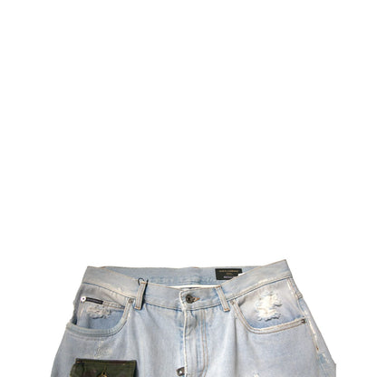 Dolce & Gabbana Light Blue Cotton Cargo Straight Denim Jeans