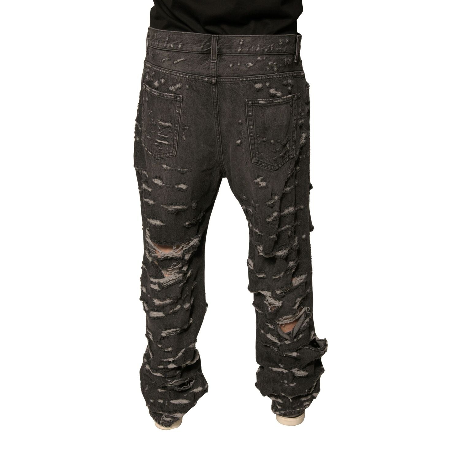 Dolce & Gabbana Gray Tattered Cotton Straight Men Denim Jeans