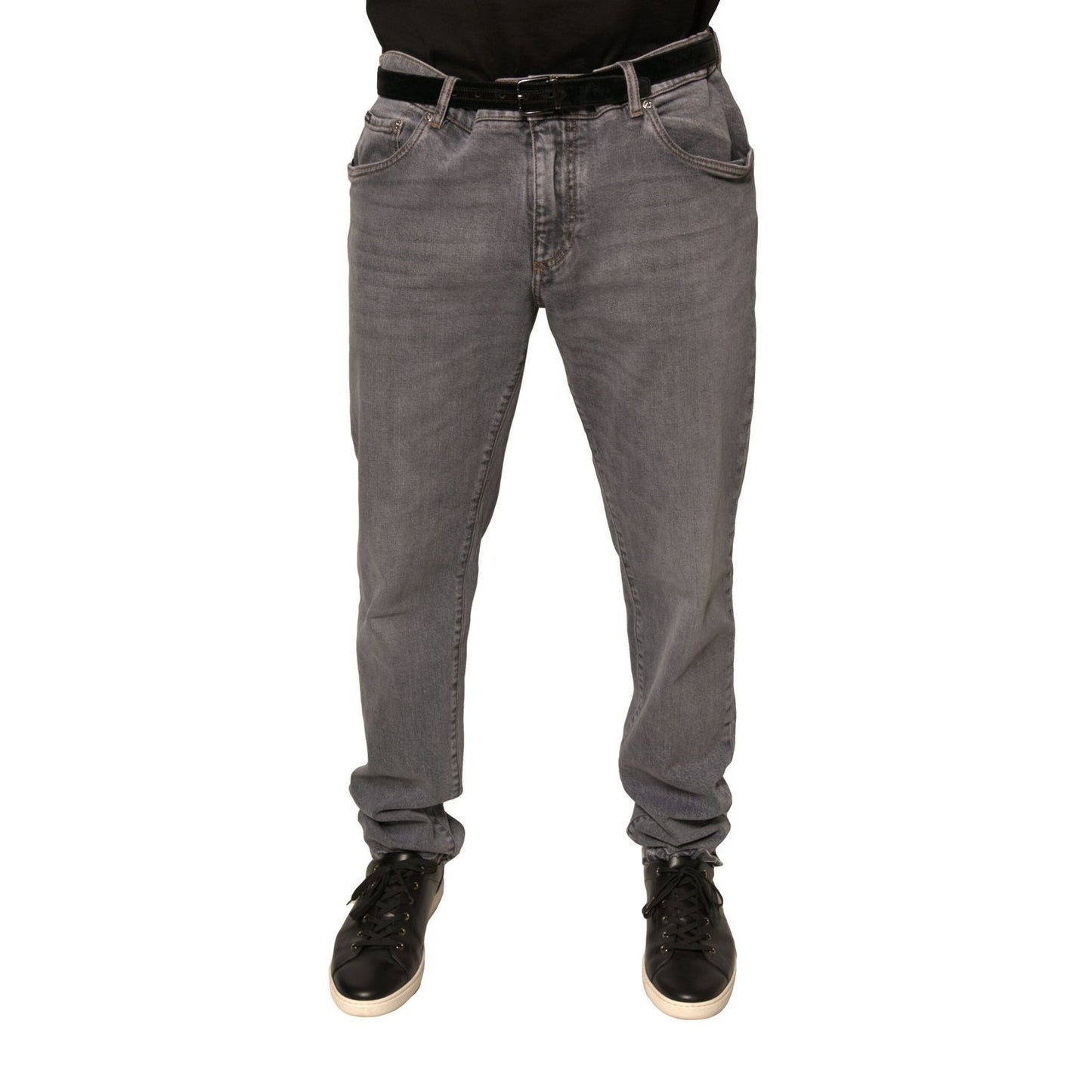 Dolce & Gabbana Gray Logo Cotton Stretch Skinny Denim Jeans