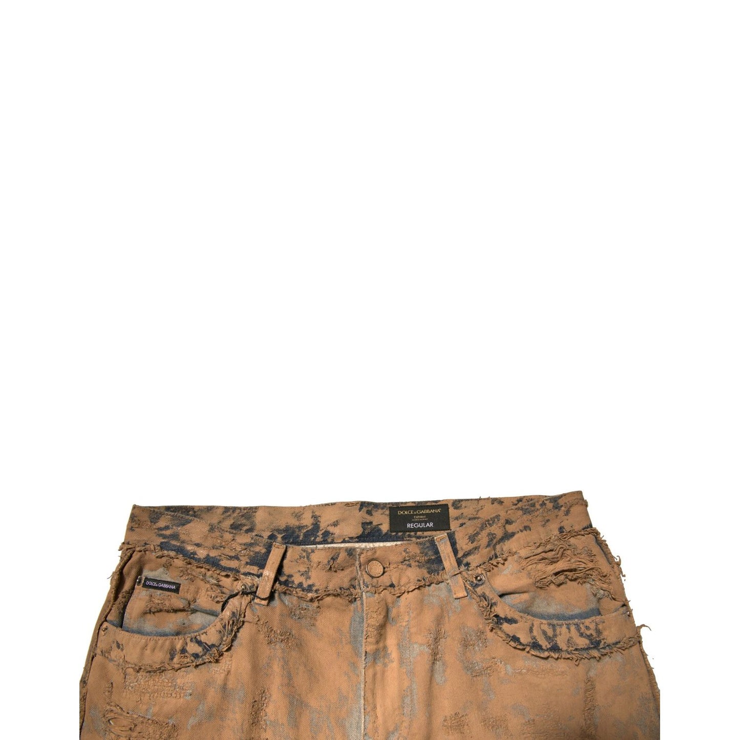 Dolce & Gabbana Brown Tattered Cotton Skinny Denim Jeans