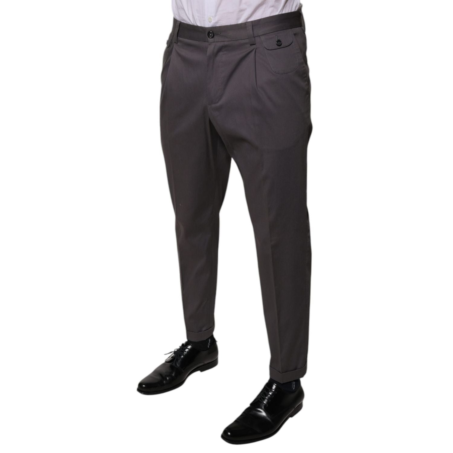 Dolce & Gabbana Dark Gray Mid Waist Dress Pants