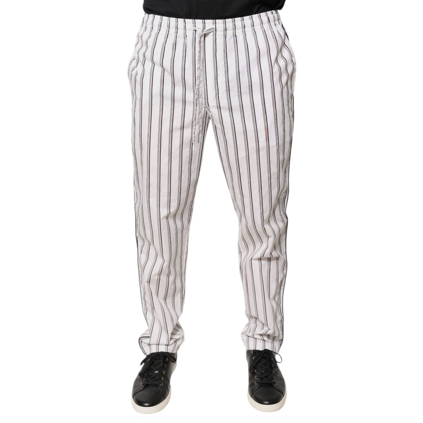 Dolce & Gabbana White Stripes Cotton Skinny Dress Pants