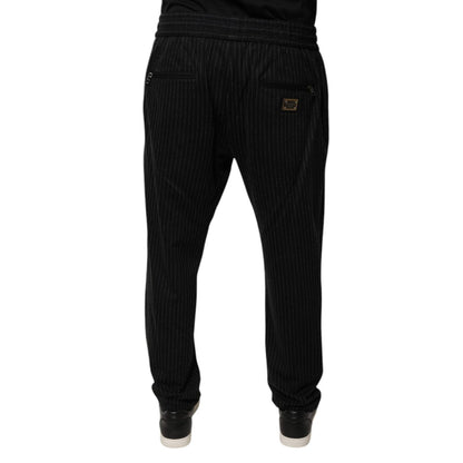 Dolce & Gabbana Black Stripes Viscose Skinny Dress Pants