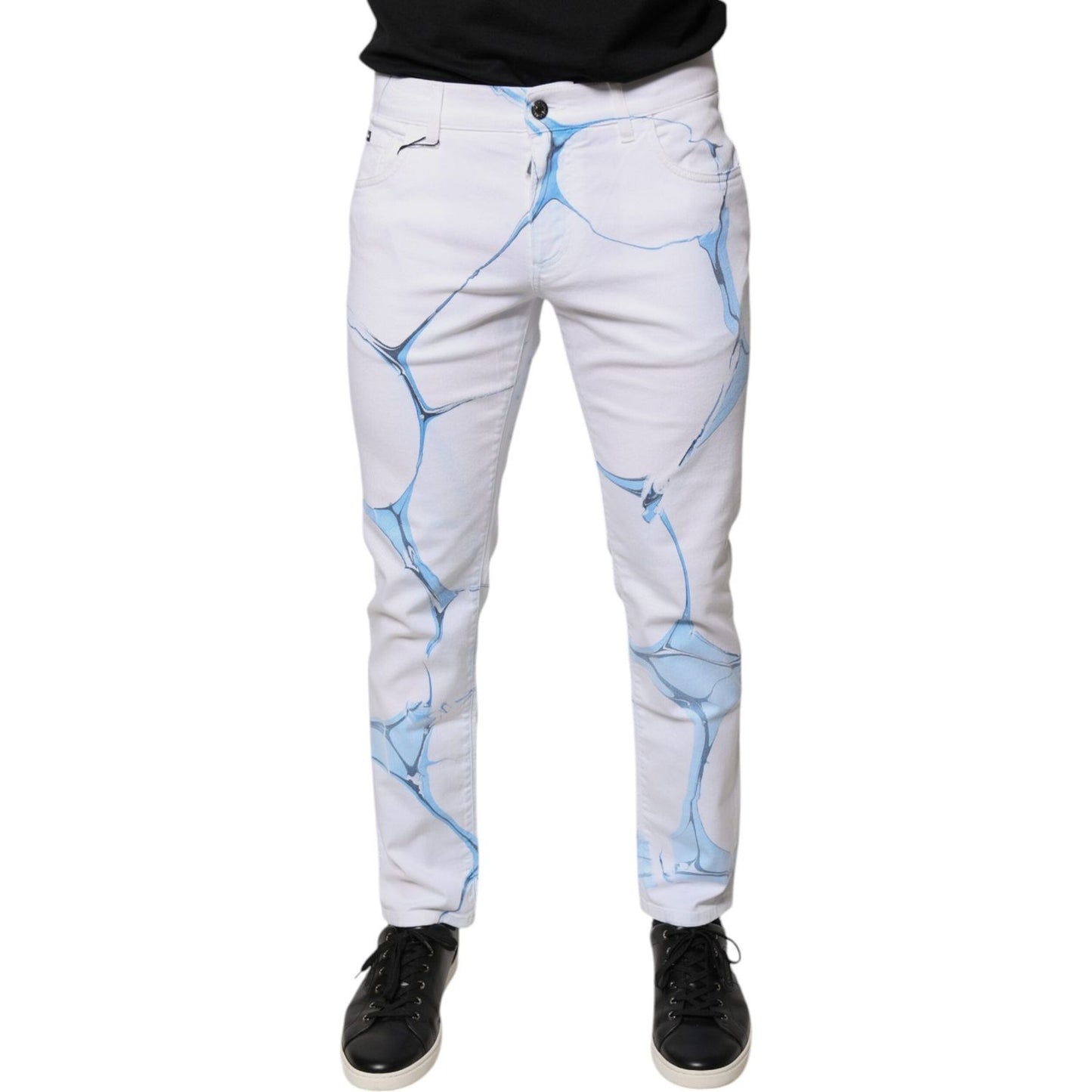 Dolce & Gabbana White Blue Cotton Stretch Skinny Denim Jeans PAN75810-50
