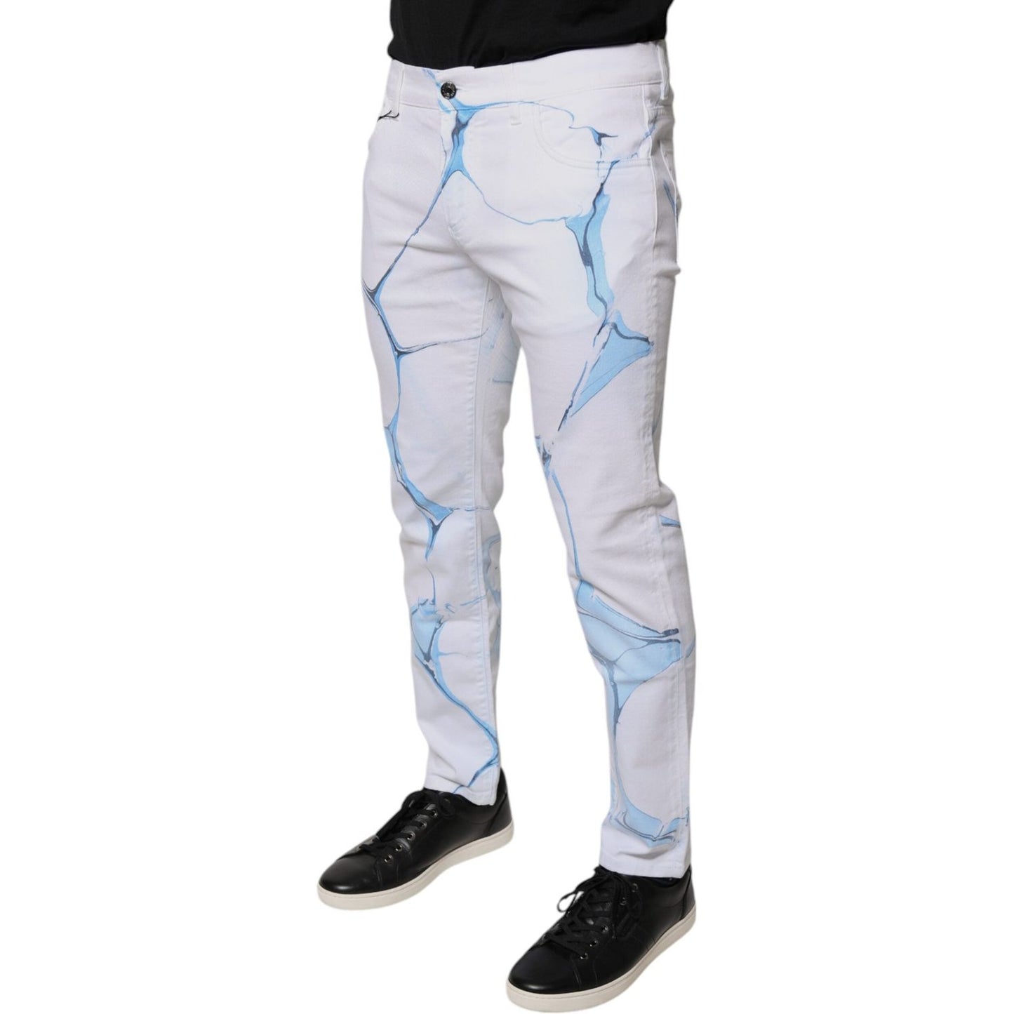 Dolce & Gabbana White Blue Cotton Stretch Skinny Denim Jeans PAN75810-50