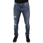 Dolce & Gabbana Blue Tattered Cotton Stretch Skinny Denim Jeans PAN75823-48