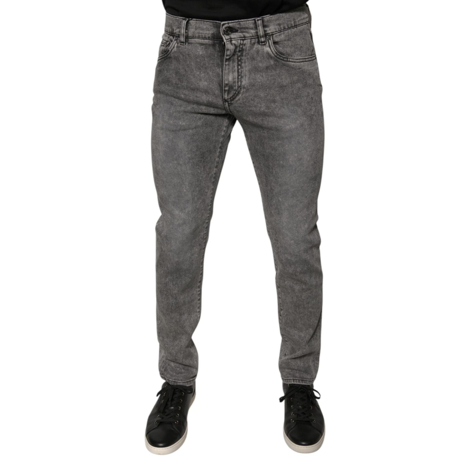 Dolce & Gabbana Gray Washed Cotton Skinny Denim Jeans