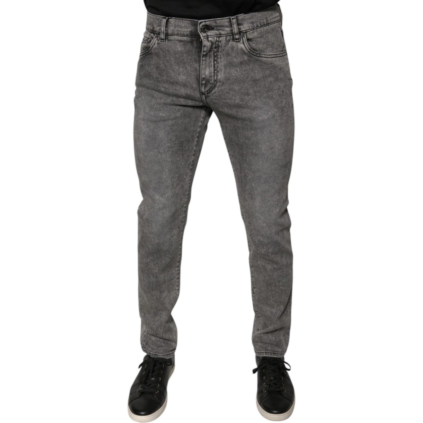 Dolce & Gabbana Gray Washed Cotton Skinny Denim Jeans PAN75855-48