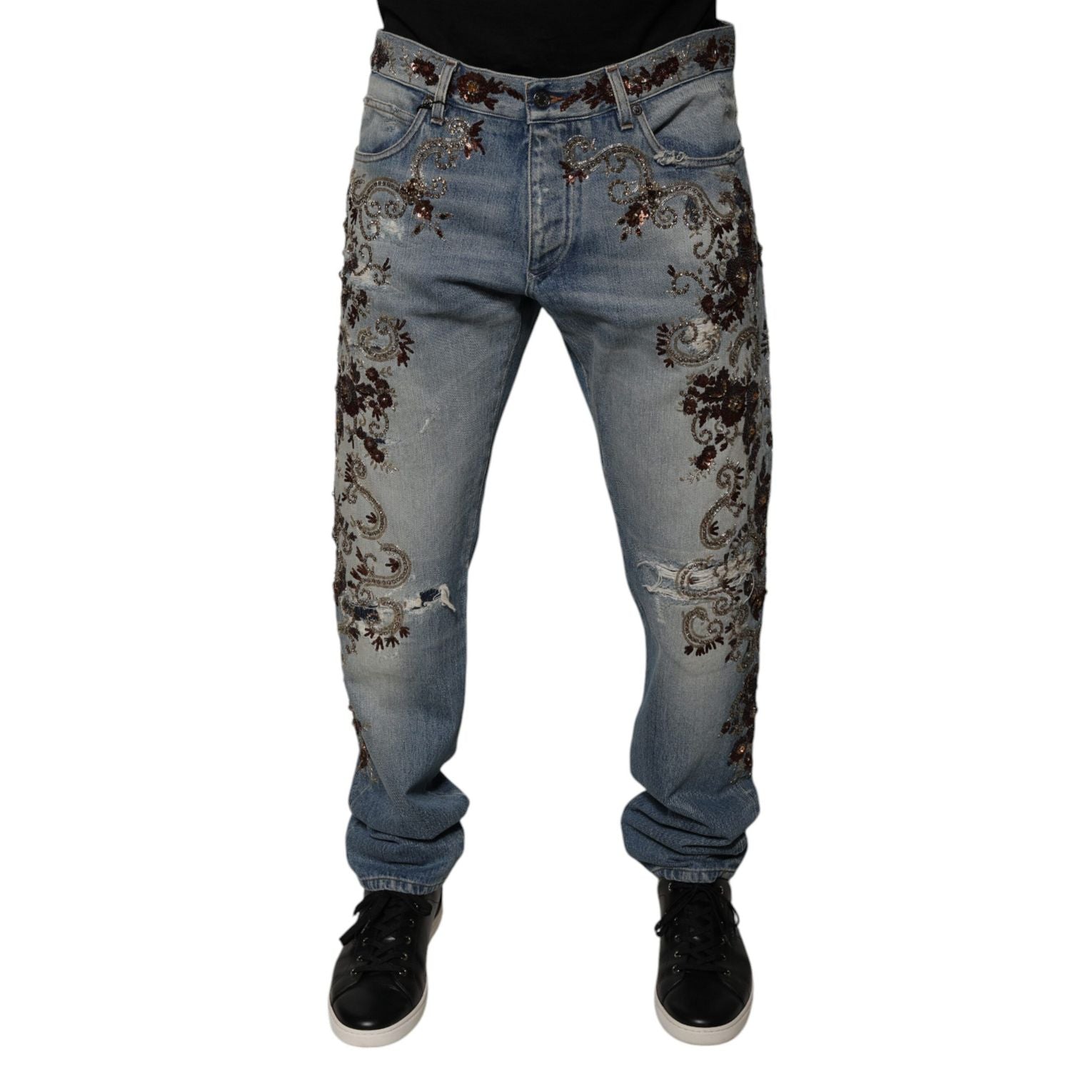 Dolce & Gabbana Light Blue Embroidered Skinny Denim Jeans