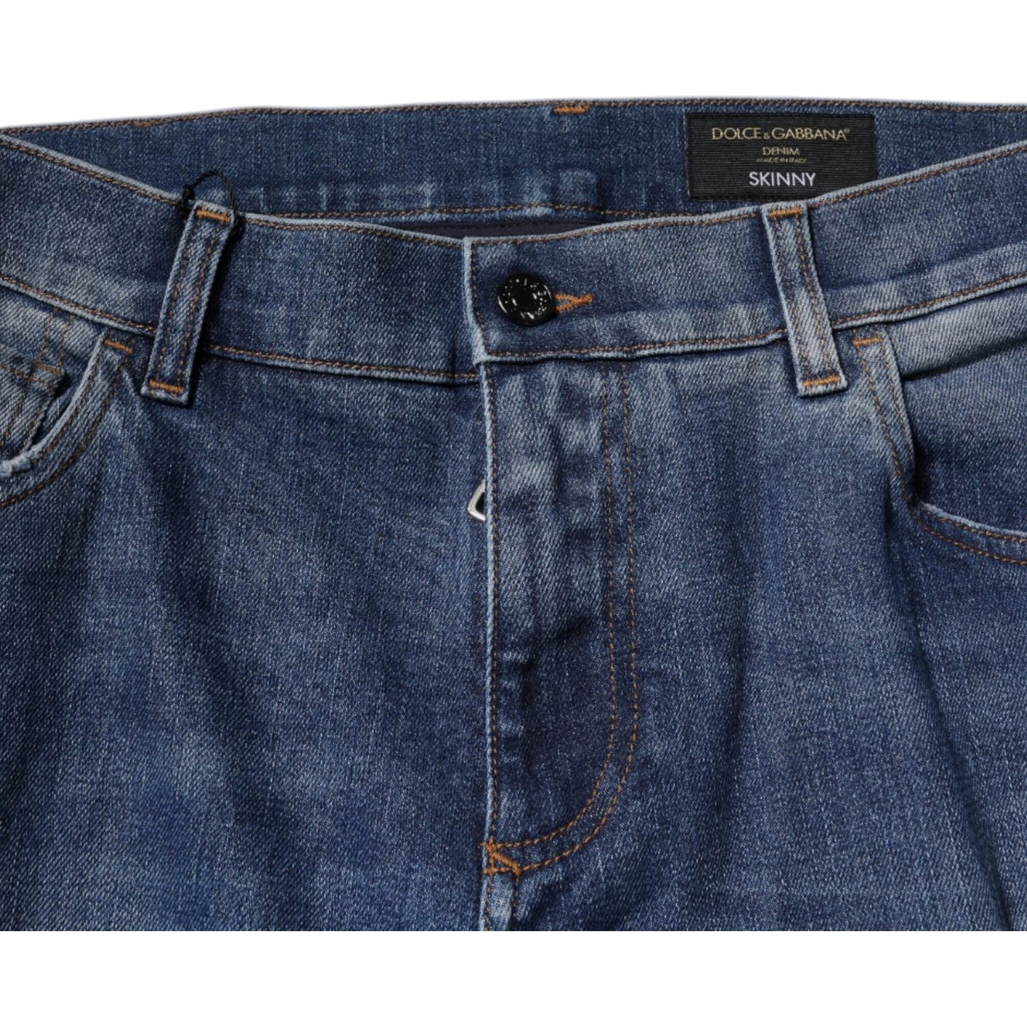 Dolce & Gabbana Blue Cotton Tattered Skinny Denim Jeans