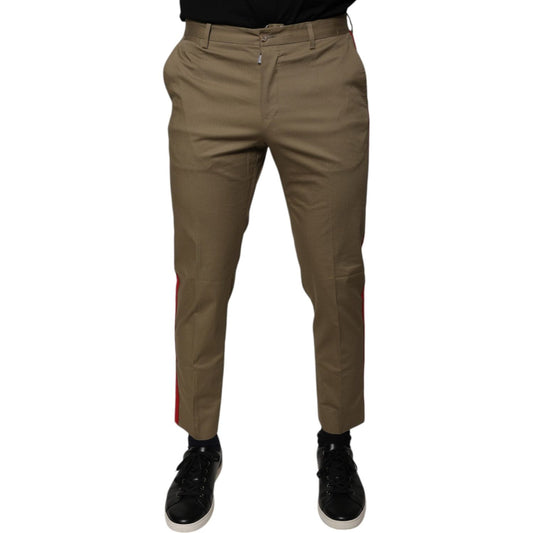 Dolce & Gabbana Brown Logo Men Casual Tapered Pants