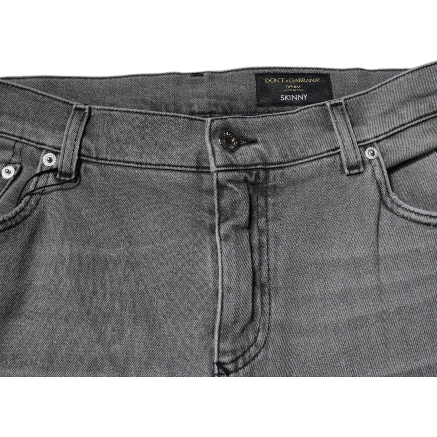 Dolce & Gabbana Gray Graphic Print Cotton Skinny Denim Jeans PAN75875-54