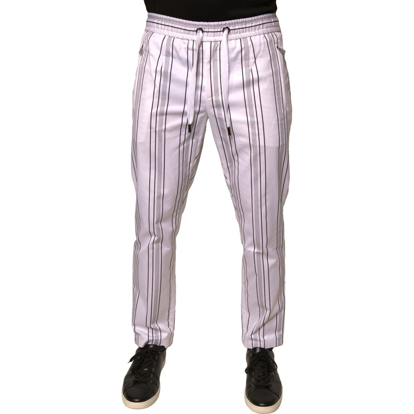 Dolce & Gabbana White Stripe Cotton Dress Skinny Pants PAN75996-46