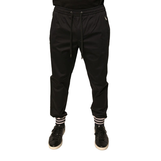 Dolce & Gabbana Black Cotton Stretch Jogger Sweatpants Pants