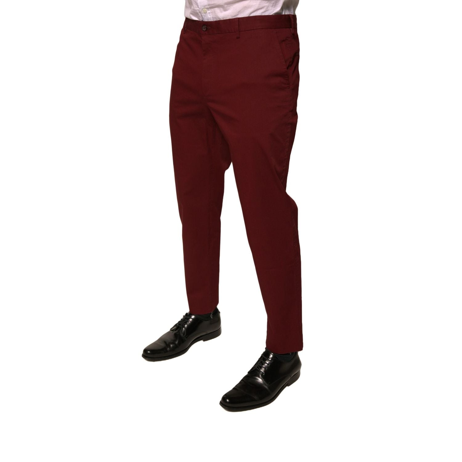 Dolce & Gabbana Maroon Cotton Men Skinny Dress Pants