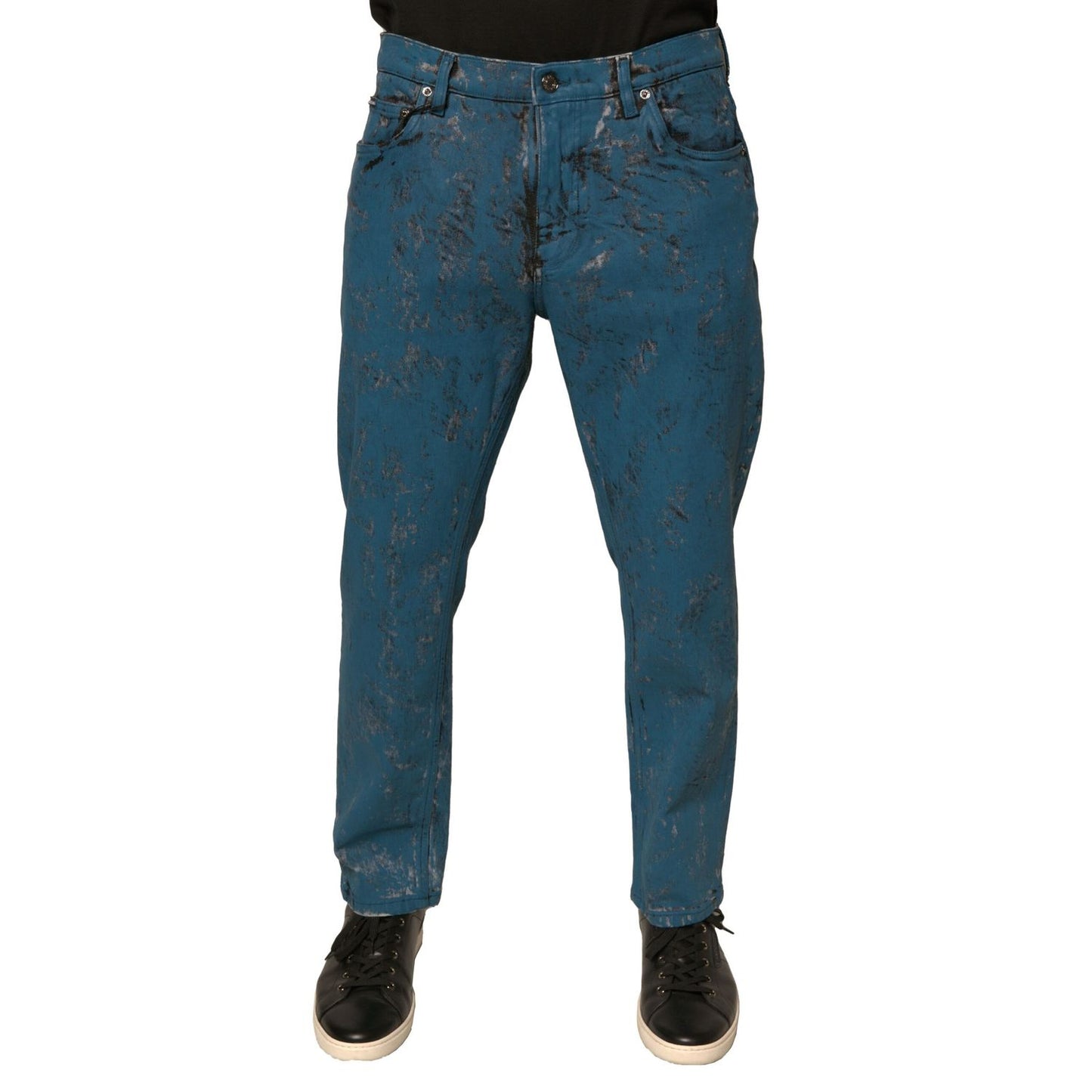 Dolce & Gabbana Blue Logo Cotton Stretch Skinny Denim Jeans