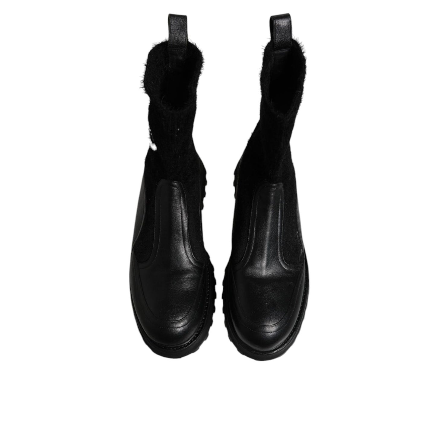 Dolce & Gabbana Black DG Logo Horse Sock Ankle Boots Shoes