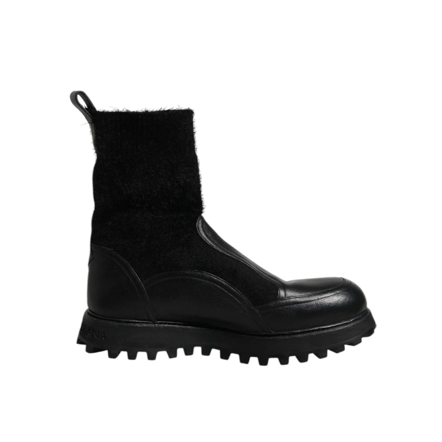 Dolce & Gabbana Black DG Logo Horse Sock Ankle Boots Shoes