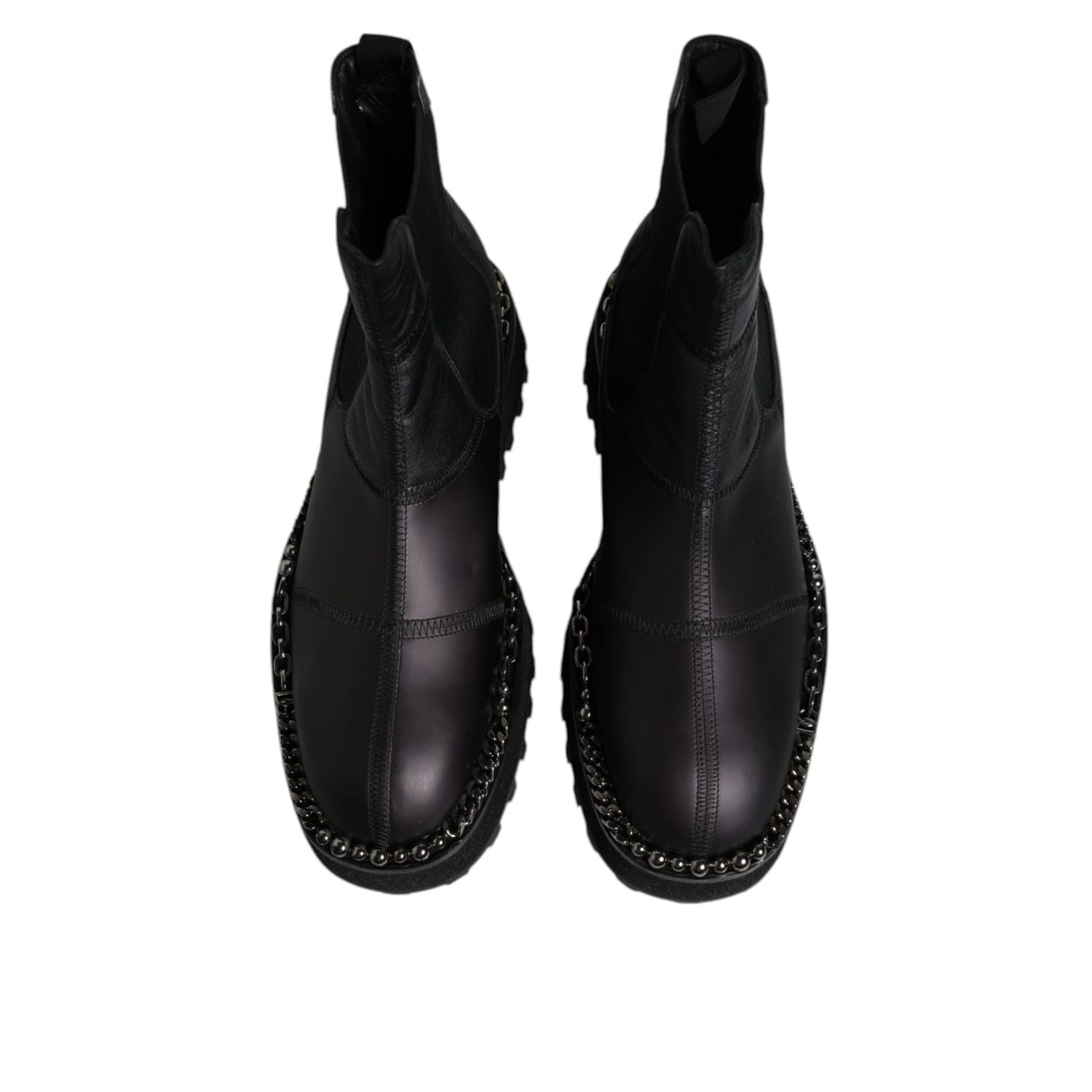 Dolce & Gabbana Black Chelsea Boots Leather Slip On Shoes