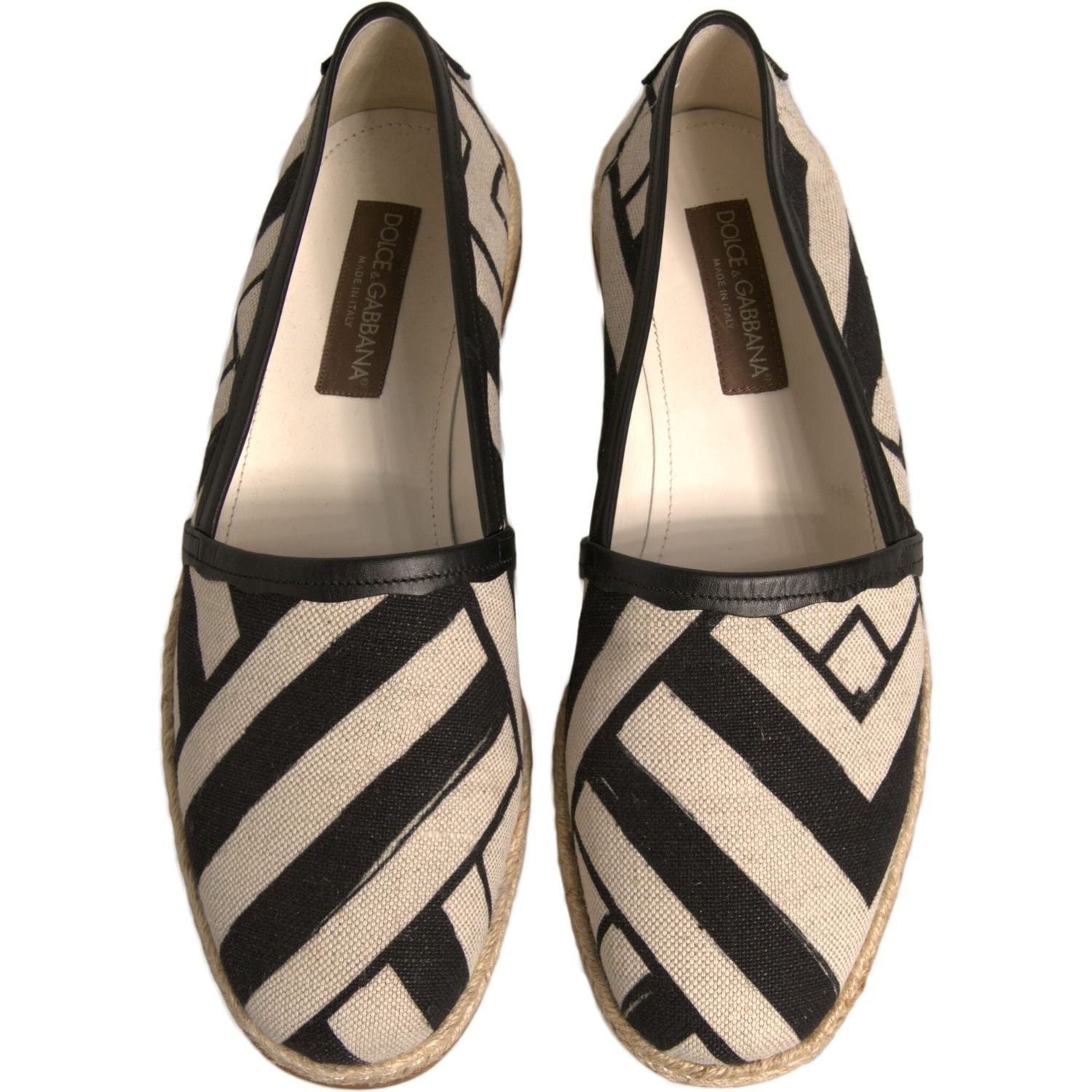 Dolce & Gabbana Black White Stripes Slip On Espadrille Shoes