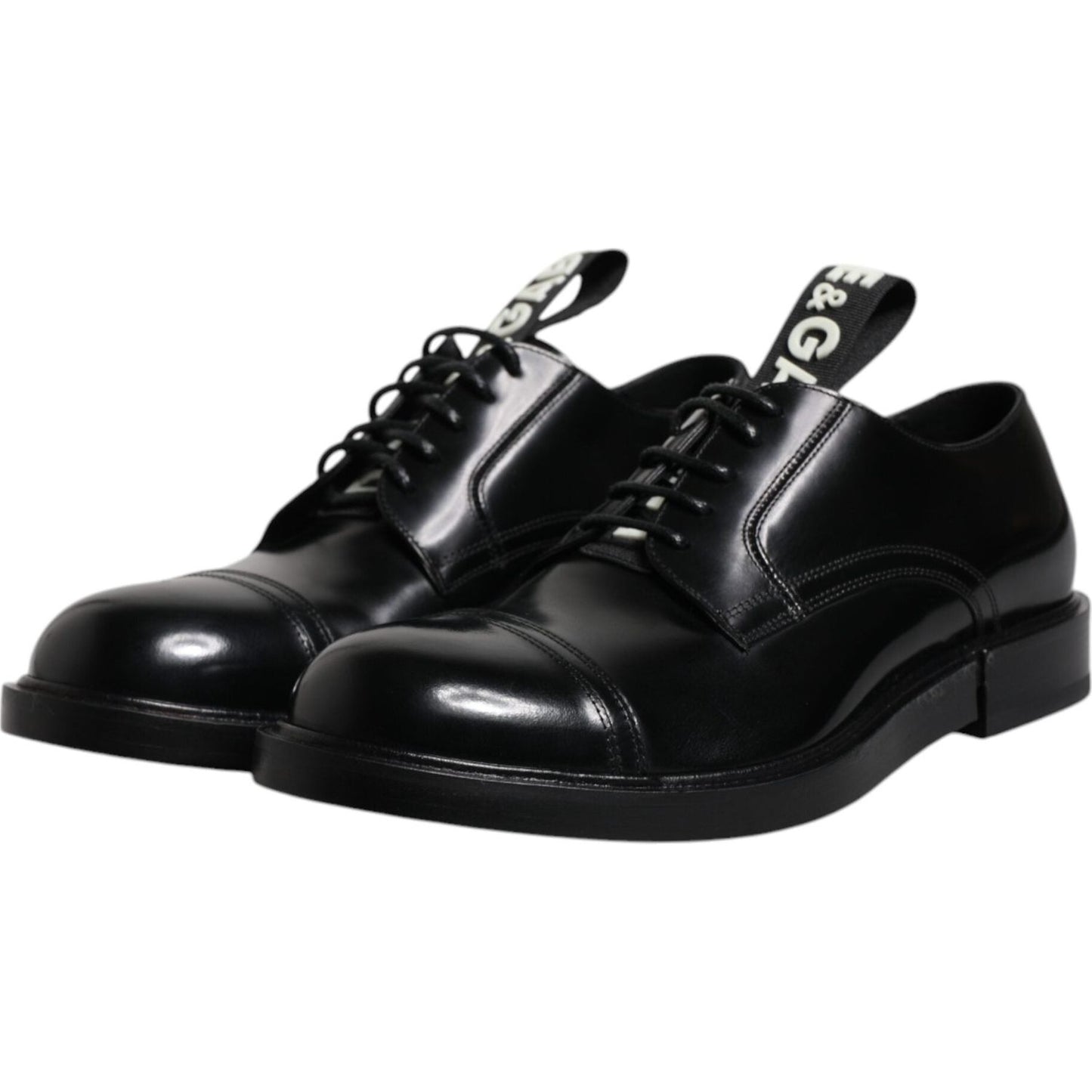 Dolce & Gabbana Black Patent Leather Derby Lace Up Formal Dress Shoes MV6652-39.5