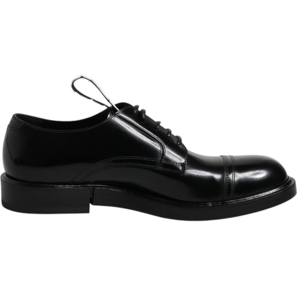 Dolce & Gabbana Black Patent Leather Derby Lace Up Formal Dress Shoes MV6652-39.5