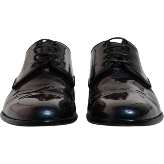 Dolce & Gabbana Multicolor Peacock Patent Leather Derby Men Dress Shoes