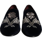 Dolce & Gabbana Black Velvet Floral Gun Loafers Dress Shoes MV6751-41