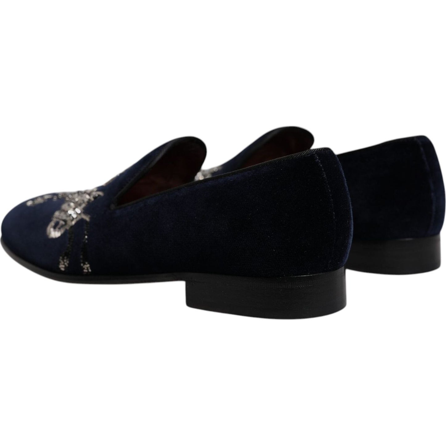 Dolce & Gabbana Black Velvet Floral Gun Loafers Dress Shoes MV6751-41