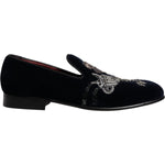 Dolce & Gabbana Black Velvet Floral Gun Loafers Dress Shoes MV6751-41