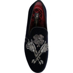 Dolce & Gabbana Black Velvet Floral Gun Loafers Dress Shoes MV6751-41
