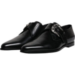 Dolce & Gabbana Black Leather Monk Strap Derby Formal Shoes MV6797-43