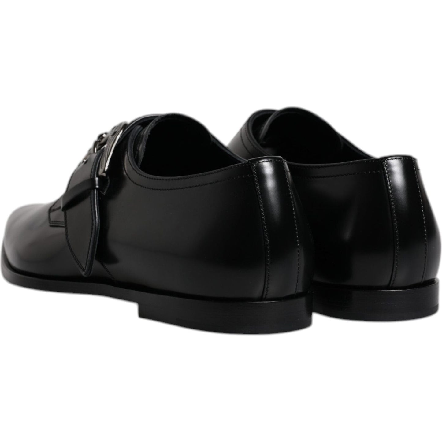 Dolce & Gabbana Black Leather Monk Strap Derby Formal Shoes MV6797-43