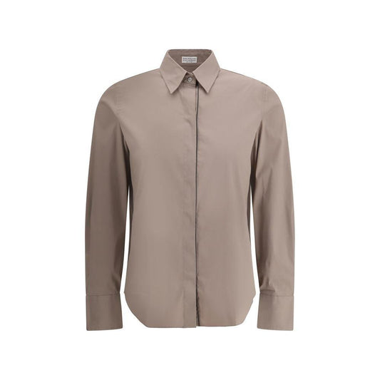 Brunello Cucinelli Shirt with embellishments 1728,72470364320,Brown,Brunello Cucinelli,Clothing,New with tags,Shirts - Women - Clothing,Women,Women - Clothing,XL Brunello Cucinelli BR-M0091MA626C2885-XL