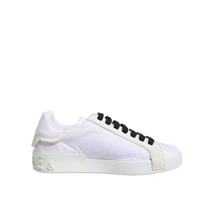 Dolce & Gabbana White Nylon Leather Low Top Sneakers Shoes