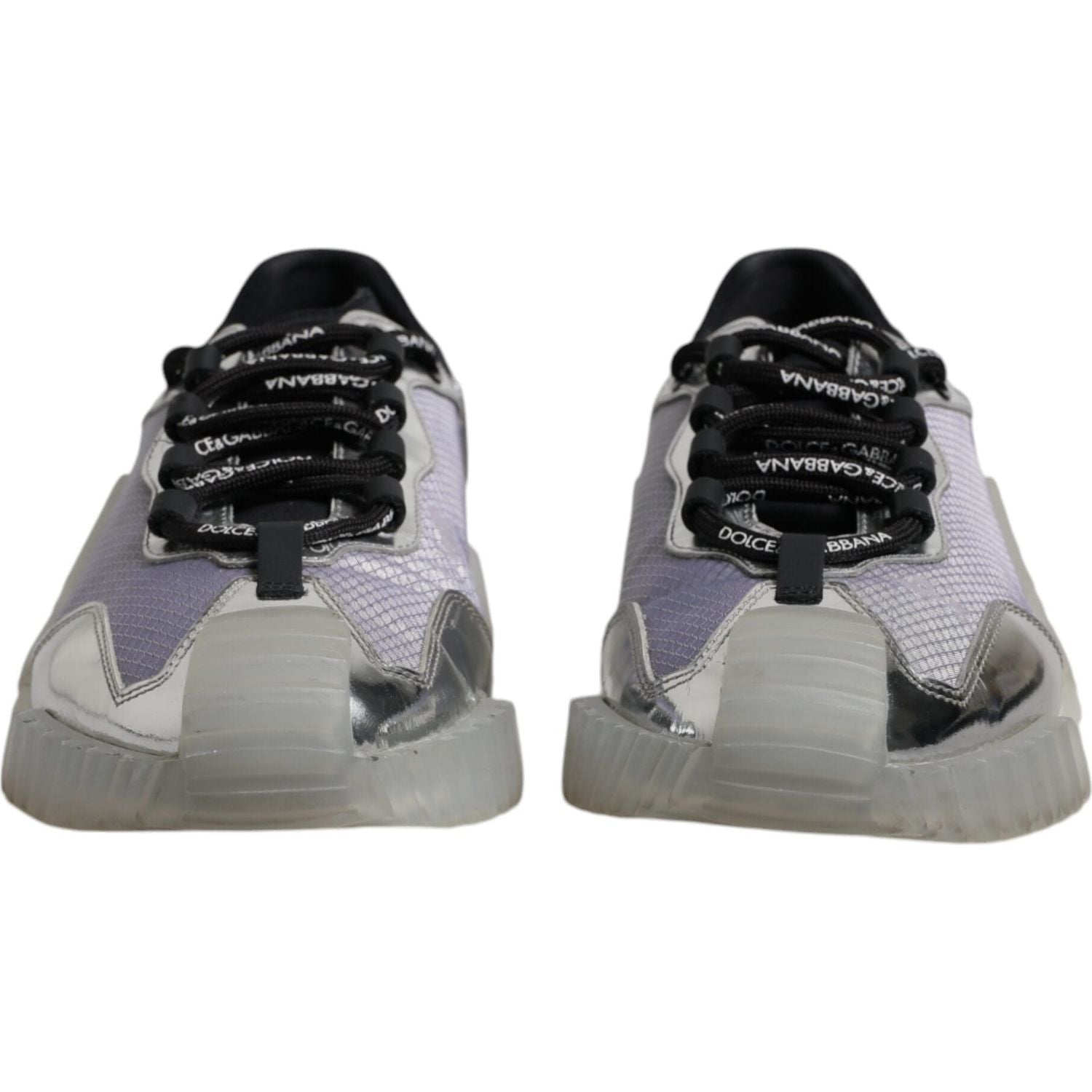 Dolce & Gabbana Silver Black Nylon NS1 Low Top Sneakers Shoes