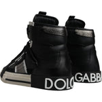 Dolce & Gabbana Black Silver Leather High Top Sneaker Shoes MV6744-39.5