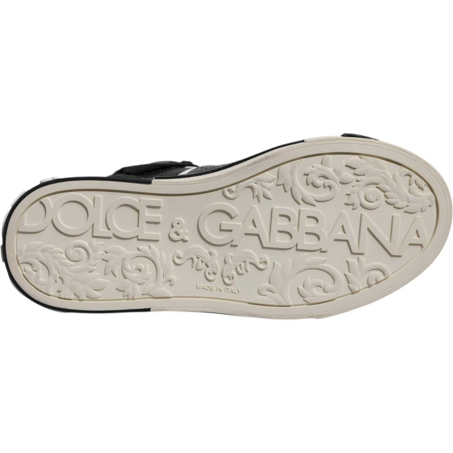 Dolce & Gabbana Black Silver Leather High Top Sneaker Shoes MV6744-39.5