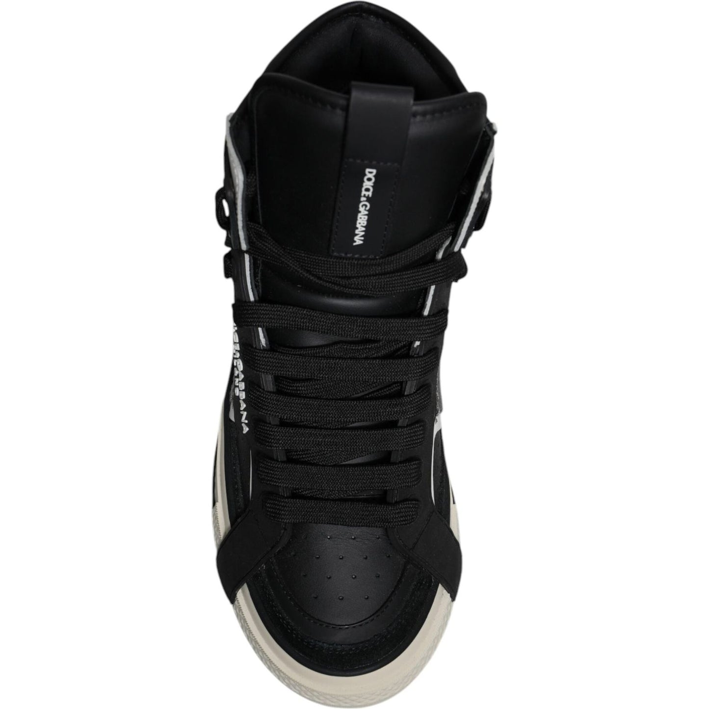 Dolce & Gabbana Black Silver Leather High Top Sneaker Shoes MV6744-39.5