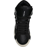 Dolce & Gabbana Black Silver Leather High Top Sneaker Shoes MV6744-39.5